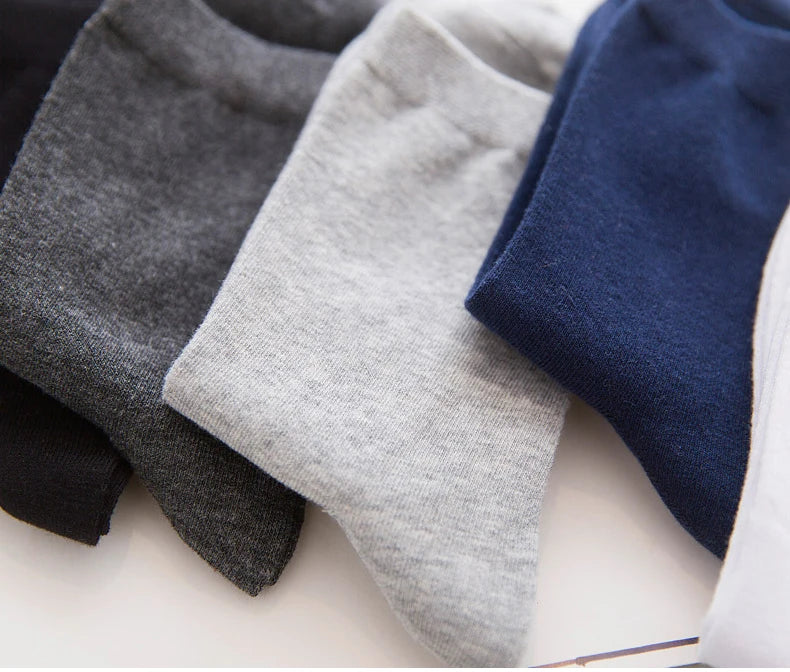 HSS 5/10 Pairs Men's Cotton Blend Socks Black Business Men Socks Soft Breathable Summer Winter for Male Socks Plus Size (6.5-14)