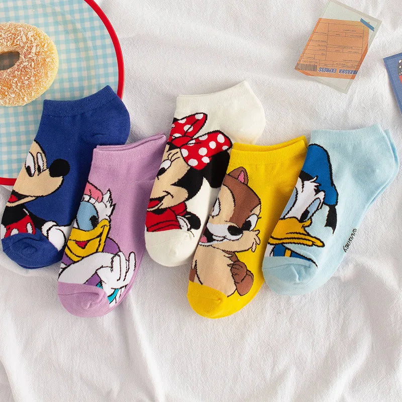 1pair women Boat sock Mickey cute cartoon Japanese Korean sweet Disney cotton socks spring and summer wild short tube socks