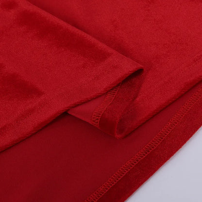 GACVGA Elegant Long Dress Evening Party Gown Outfits Women Gloves Sleeve Red Velvet Sexy Slit Maxi Dresses Bridesmaid Vestidos