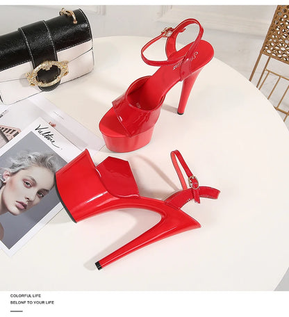 2022 Pole Dance Shoes Stripper High Heels Women Sexy Show Shoes Sandals Party Club 15 17 CM Platform High-heeled Shoes Wedding