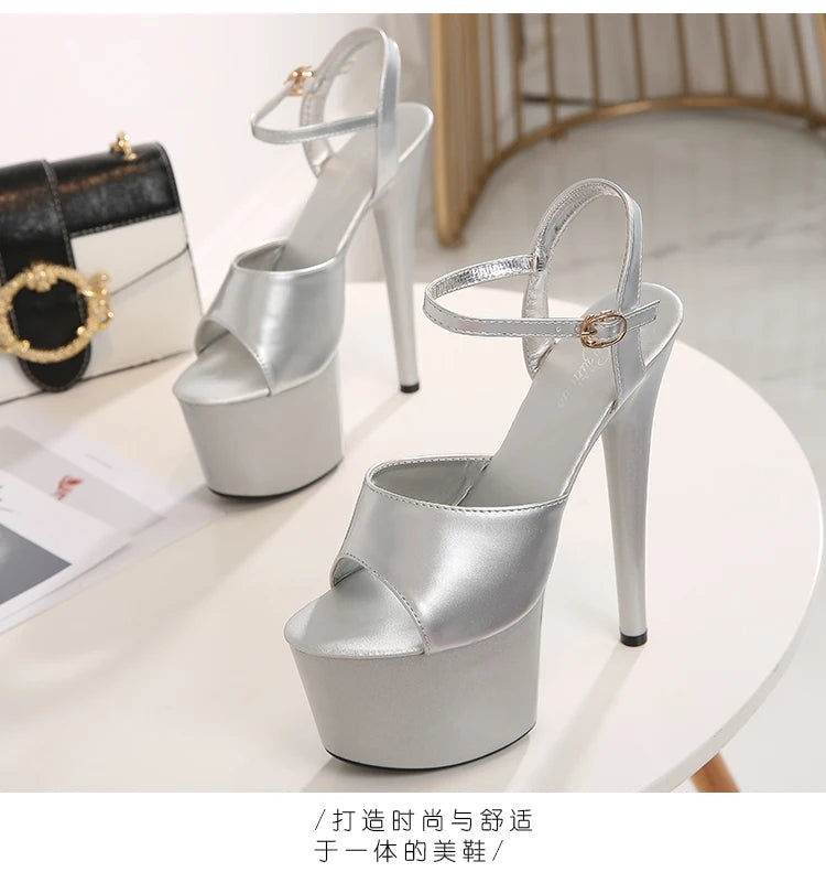 2022 Pole Dance Shoes Stripper High Heels Women Sexy Show Shoes Sandals Party Club 15 17 CM Platform High-heeled Shoes Wedding