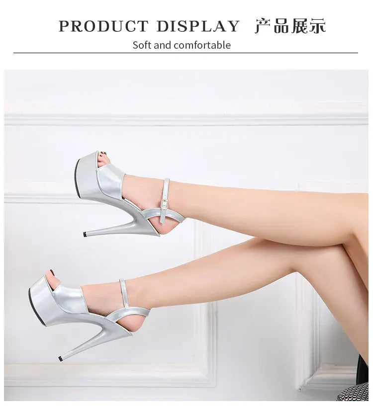 2022 Pole Dance Shoes Stripper High Heels Women Sexy Show Shoes Sandals Party Club 15 17 CM Platform High-heeled Shoes Wedding
