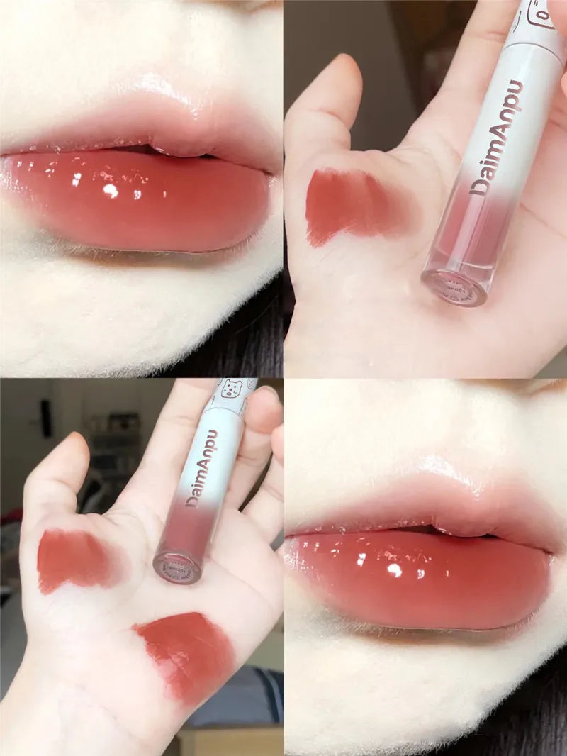Cute Bear Liquid Lip Gloss Waterproof Non-stick Long Lasting Mirror Water Lip Glaze Lipstick Lip Gloss Beauty Cosmetic Makeup