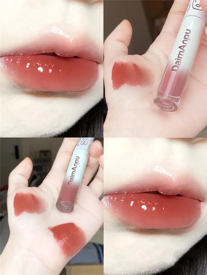 Cute Bear Liquid Lip Gloss Waterproof Non-stick Long Lasting Mirror Water Lip Glaze Lipstick Lip Gloss Beauty Cosmetic Makeup