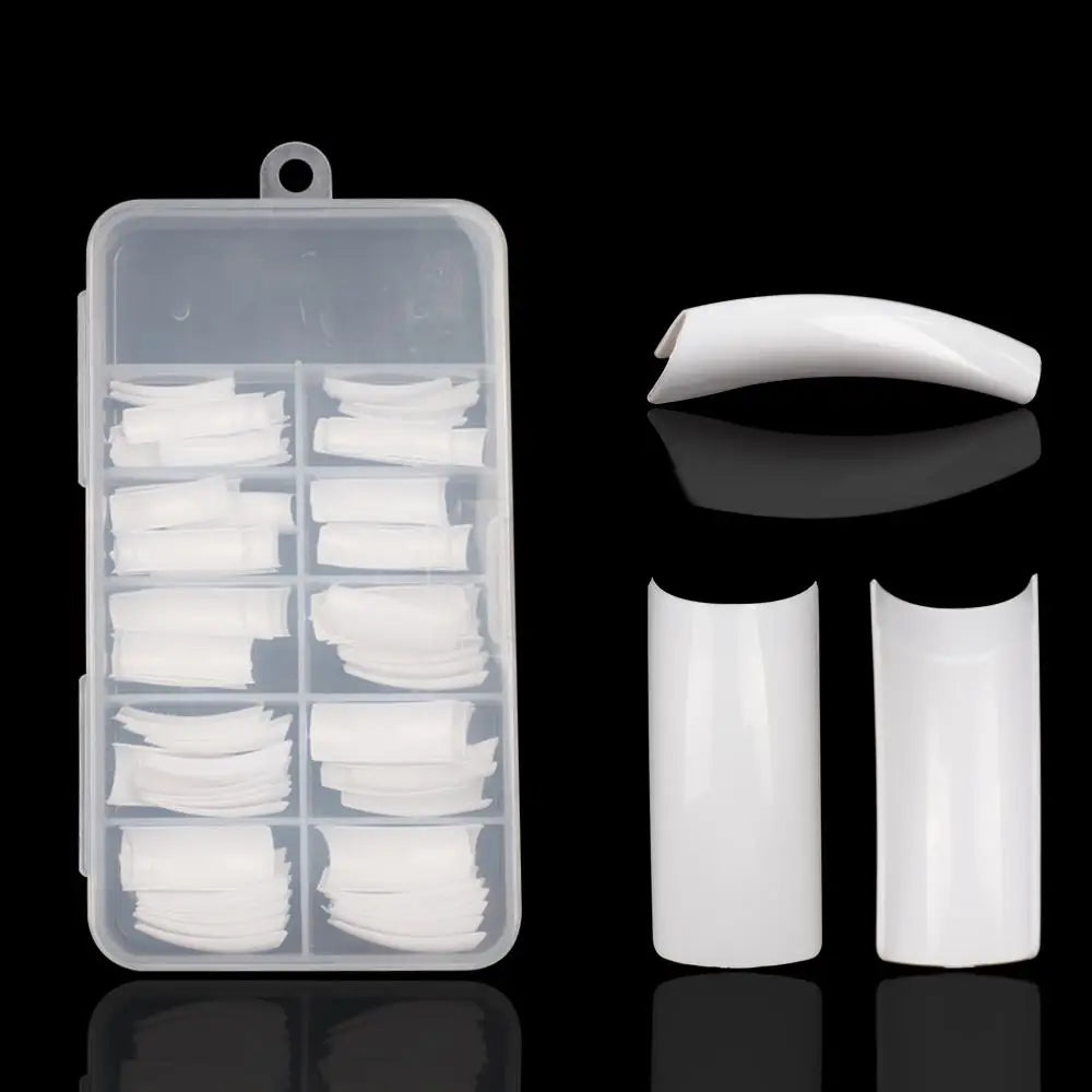 100PCS uñas postizas Nails Half French Natural/Clear Coffin False Nail ABS Artificial DIY False Fake UV Gel Nail Art faux ongles