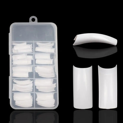 100PCS uñas postizas Nails Half French Natural/Clear Coffin False Nail ABS Artificial DIY False Fake UV Gel Nail Art faux ongles