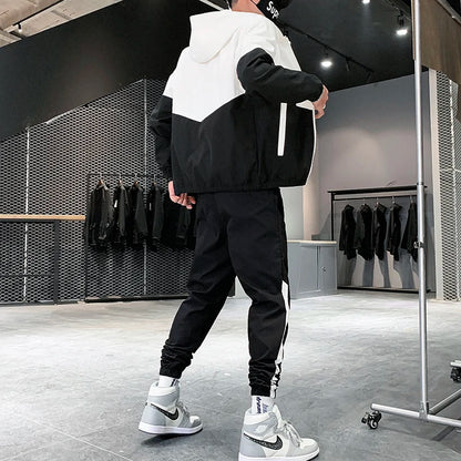 2026 Men Tracksuit Casual Joggers Hooded Sportswear Jackets And Pants 2 Piece Sets Hip Hop Running Sports Suit