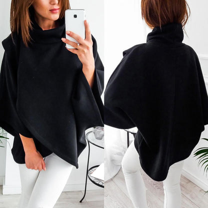2023 Women Sweatshirts Spring High Neck Batwing Crossed Poncho Cloak Cape Solid Batwing Sleeve Hoodies clothes sudaderas