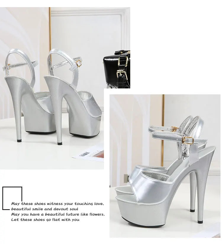 2022 Pole Dance Shoes Stripper High Heels Women Sexy Show Shoes Sandals Party Club 15 17 CM Platform High-heeled Shoes Wedding