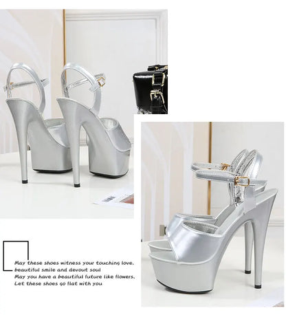 2022 Pole Dance Shoes Stripper High Heels Women Sexy Show Shoes Sandals Party Club 15 17 CM Platform High-heeled Shoes Wedding