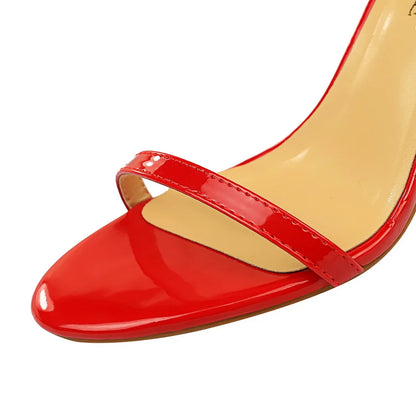 Women 10cm High Heels Flock Stripper Sandals Female Fetish Strappy Red Shoes Lady Valentine Green Summer Classic Sexy Pumps