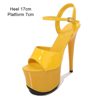 2022 Pole Dance Shoes Stripper High Heels Women Sexy Show Shoes Sandals Party Club 15 17 CM Platform High-heeled Shoes Wedding