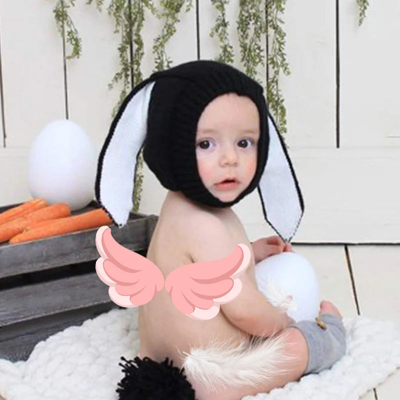 Cute Rabbit Ears Baby Hat Cap Winter Warm Knitted Caps For Children Infant Baby Girl Boy Bunny Beanie Hats Photography Props