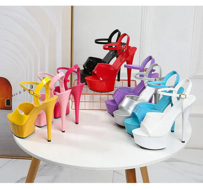 2022 Pole Dance Shoes Stripper High Heels Women Sexy Show Shoes Sandals Party Club 15 17 CM Platform High-heeled Shoes Wedding