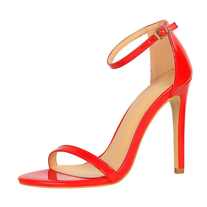 Women 10cm High Heels Flock Stripper Sandals Female Fetish Strappy Red Shoes Lady Valentine Green Summer Classic Sexy Pumps