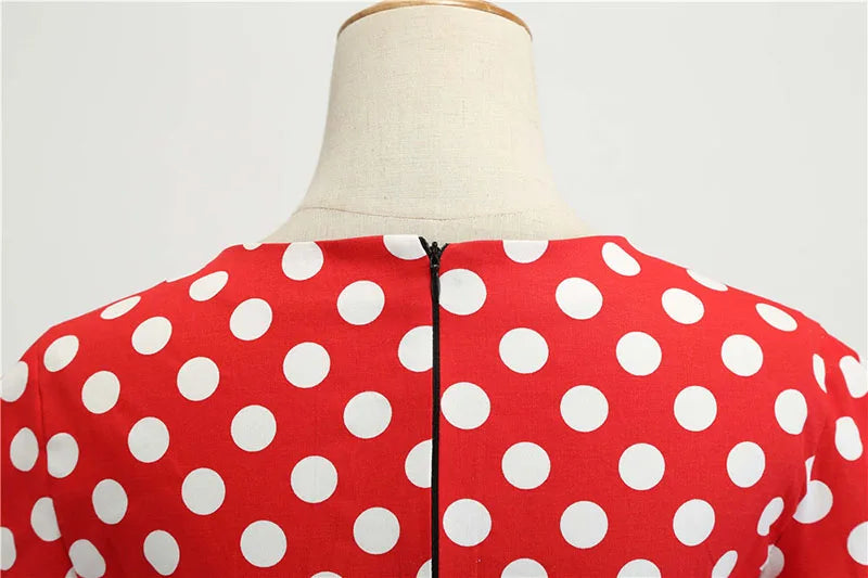 Women Vintage Dress Summer 50s 60s Retro Swing Rockabilly Vestidos Elegant Black Polka Dot Office Party Dress