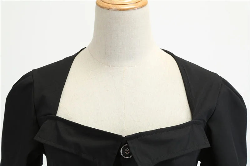 Women Vintage Dress Summer 50s 60s Retro Swing Rockabilly Vestidos Elegant Black Polka Dot Office Party Dress