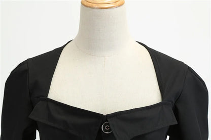 Women Vintage Dress Summer 50s 60s Retro Swing Rockabilly Vestidos Elegant Black Polka Dot Office Party Dress