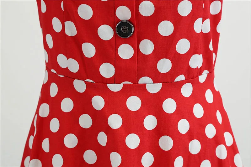 Women Vintage Dress Summer 50s 60s Retro Swing Rockabilly Vestidos Elegant Black Polka Dot Office Party Dress
