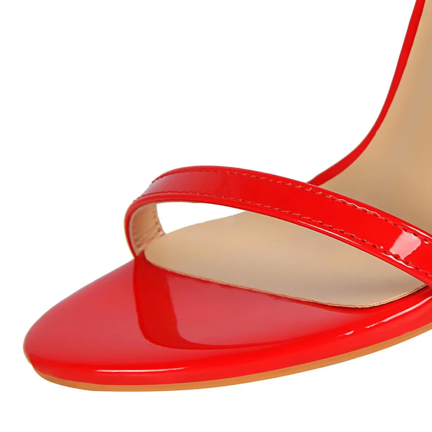 Women 10cm High Heels Flock Stripper Sandals Female Fetish Strappy Red Shoes Lady Valentine Green Summer Classic Sexy Pumps