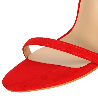 Women 10cm High Heels Flock Stripper Sandals Female Fetish Strappy Red Shoes Lady Valentine Green Summer Classic Sexy Pumps