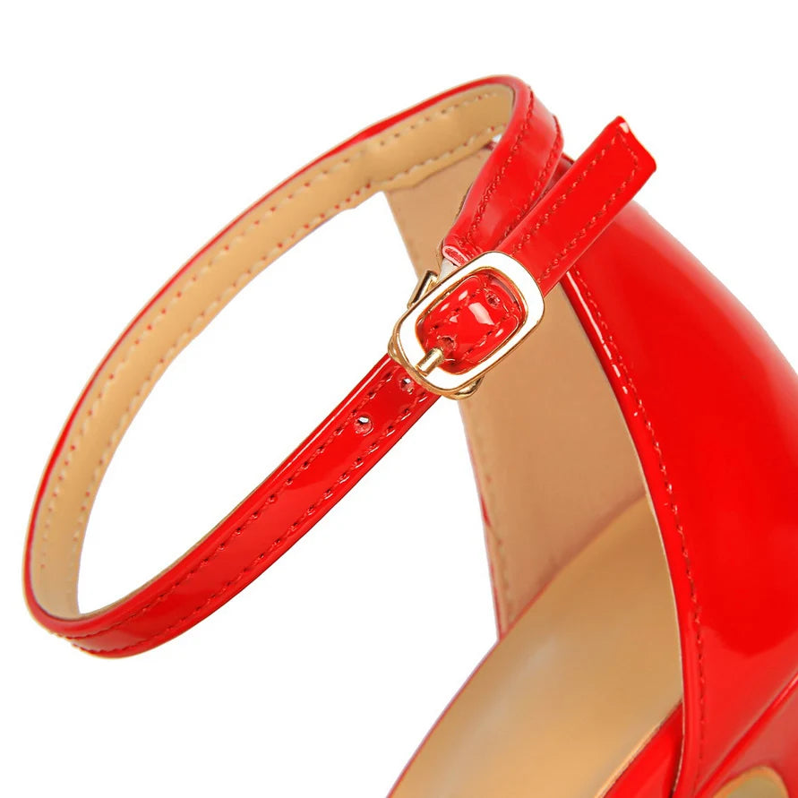 Women 10cm High Heels Flock Stripper Sandals Female Fetish Strappy Red Shoes Lady Valentine Green Summer Classic Sexy Pumps
