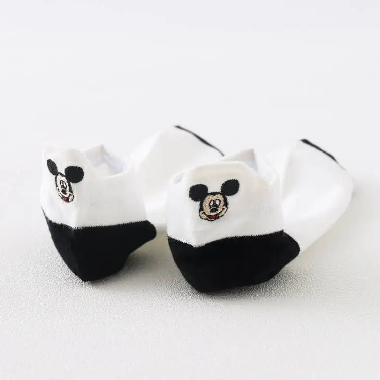 1pair women Boat sock Mickey cute cartoon Japanese Korean sweet Disney cotton socks spring and summer wild short tube socks