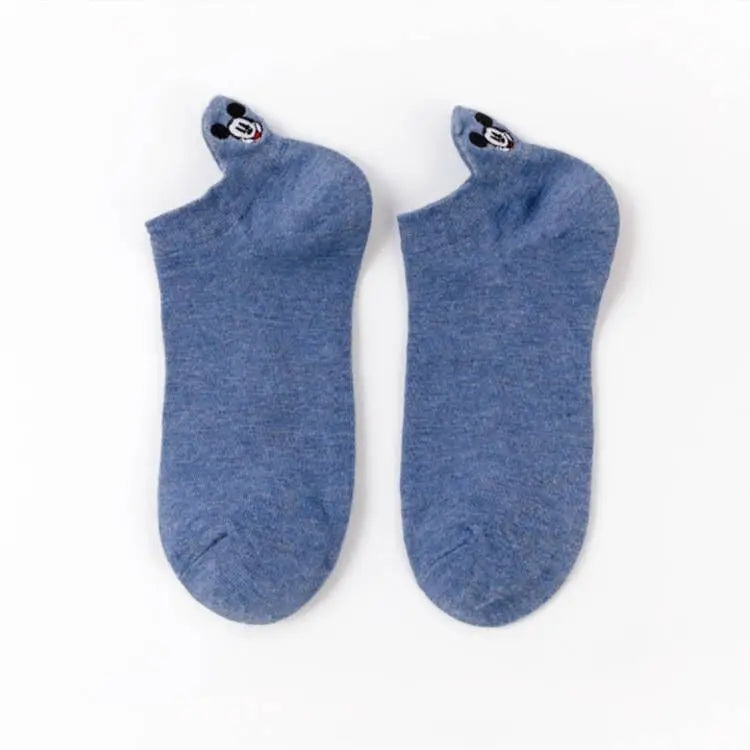 1pair women Boat sock Mickey cute cartoon Japanese Korean sweet Disney cotton socks spring and summer wild short tube socks