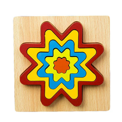 Wooden Geometric Shape Puzzle Kids Montessori Toys Shape Cognition Children Jigsaw Puzzle Board Learning Educational Toys Gifts