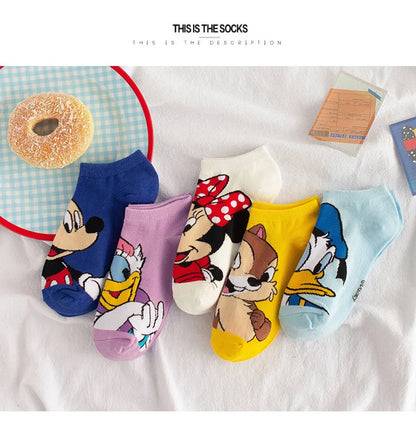 1pair women Boat sock Mickey cute cartoon Japanese Korean sweet Disney cotton socks spring and summer wild short tube socks