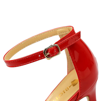 Women 10cm High Heels Flock Stripper Sandals Female Fetish Strappy Red Shoes Lady Valentine Green Summer Classic Sexy Pumps