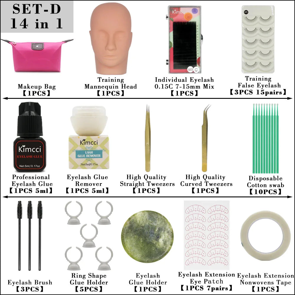 False Eyelashes Extension Practice Exercise Kit Makeup Mannequin Head Set Grafting Eyelash Training Kit Eye Lashes Graft Tools