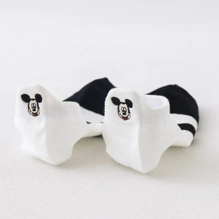 1pair women Boat sock Mickey cute cartoon Japanese Korean sweet Disney cotton socks spring and summer wild short tube socks