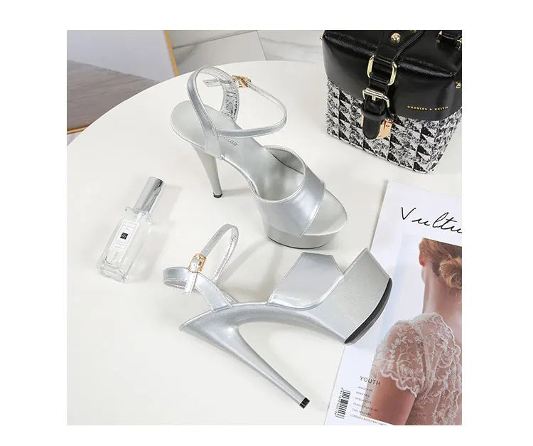 2022 Pole Dance Shoes Stripper High Heels Women Sexy Show Shoes Sandals Party Club 15 17 CM Platform High-heeled Shoes Wedding