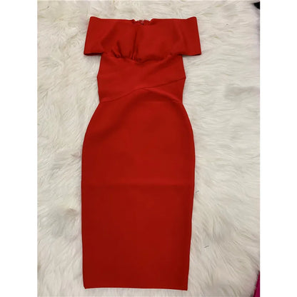 Moonccloset New Summer 5 Colors Sexy Fashion Women's Off Shoulder Bandage Dress Green Night Club Party Dress