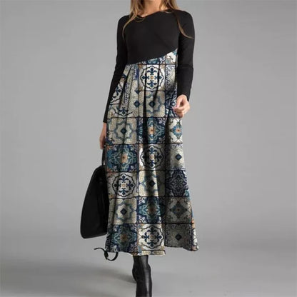 Vintage Women Long Dress V-Neck A-Line Dress 2024 Autumn Elegant Long Sleeves Slim Party Dresses Ladies Casual Loose Vestidos