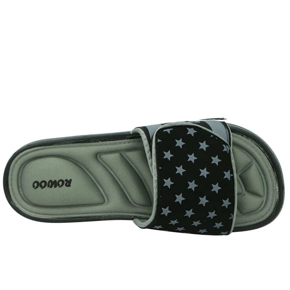 Mens Slippers Breathable Star Striped Memory Foam Indoor Comfortable Flip Flops Beach Sandals Outdoor 2025 New Summer Adjustable