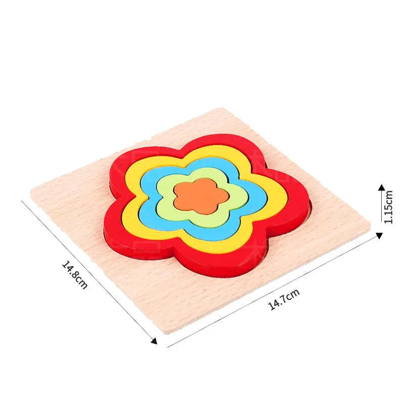 Wooden Geometric Shape Puzzle Kids Montessori Toys Shape Cognition Children Jigsaw Puzzle Board Learning Educational Toys Gifts