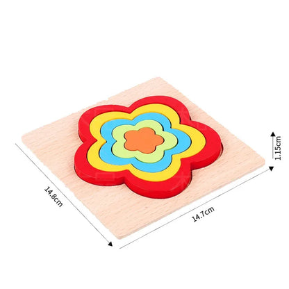 Wooden Geometric Shape Puzzle Kids Montessori Toys Shape Cognition Children Jigsaw Puzzle Board Learning Educational Toys Gifts
