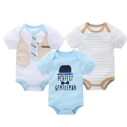 Kavkas 3 6 Pcs/lot Baby Boy Bodysuit Short Sleeve Cotton Newborn Clothes Cartoon Print Summer Toddler Overalls