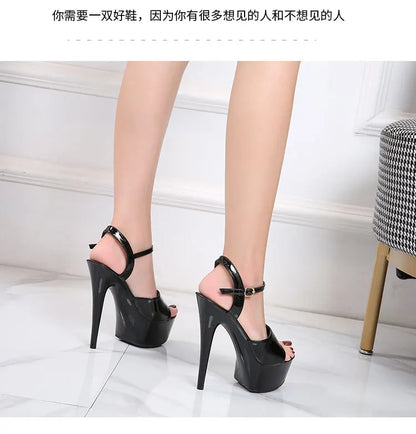 2022 Pole Dance Shoes Stripper High Heels Women Sexy Show Shoes Sandals Party Club 15 17 CM Platform High-heeled Shoes Wedding