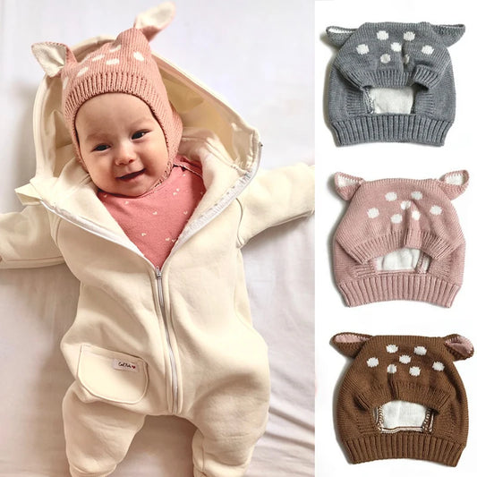 Cute Rabbit Ears Baby Hat Cap Winter Warm Knitted Caps For Children Infant Baby Girl Boy Bunny Beanie Hats Photography Props
