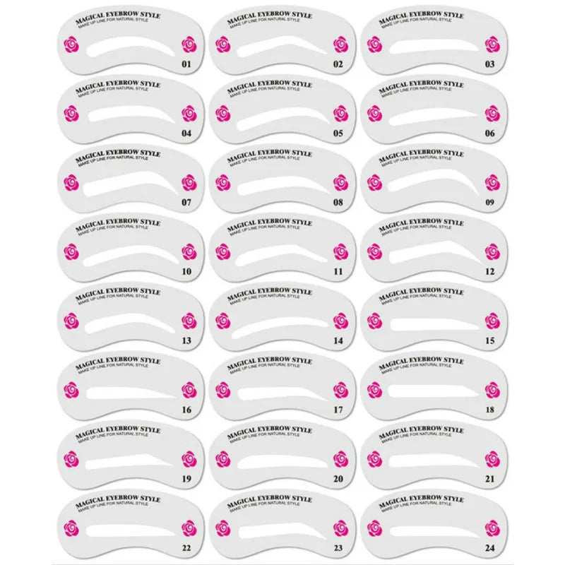 24 Styles Grooming Eyebrow Stencil Kit Makeup Tools DIY Beauty Eyebrow Template Stencil For Women Beauty Tools Accessories