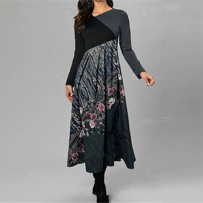 Vintage Women Long Dress V-Neck A-Line Dress 2024 Autumn Elegant Long Sleeves Slim Party Dresses Ladies Casual Loose Vestidos
