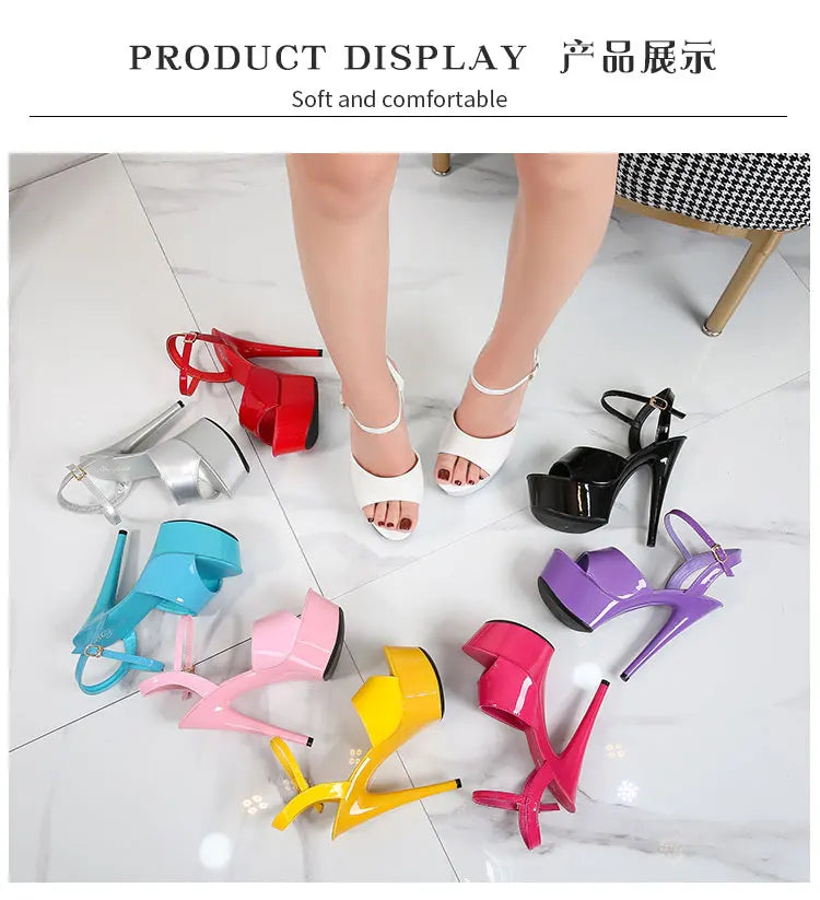 2022 Pole Dance Shoes Stripper High Heels Women Sexy Show Shoes Sandals Party Club 15 17 CM Platform High-heeled Shoes Wedding