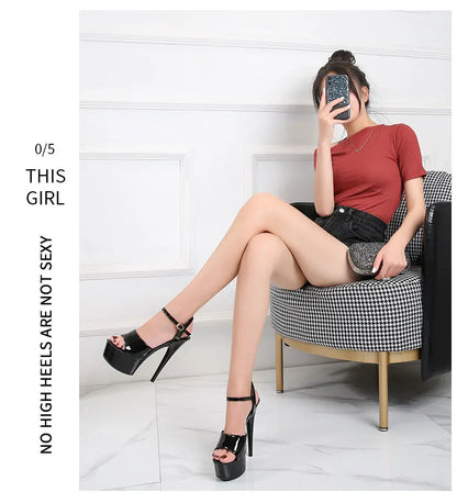 2022 Pole Dance Shoes Stripper High Heels Women Sexy Show Shoes Sandals Party Club 15 17 CM Platform High-heeled Shoes Wedding