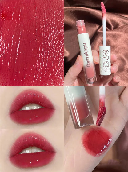 Cute Bear Liquid Lip Gloss Waterproof Non-stick Long Lasting Mirror Water Lip Glaze Lipstick Lip Gloss Beauty Cosmetic Makeup