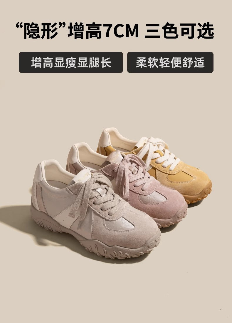 7cm Women Height-increasing Sneakers Breathable Running Casual Sport Vulcanized Sneakers Shoes for Women Sports Yellow Shoes