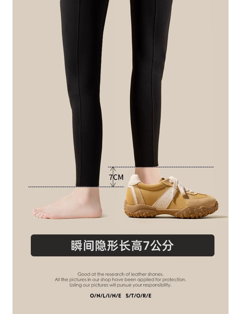 7cm Women Height-increasing Sneakers Breathable Running Casual Sport Vulcanized Sneakers Shoes for Women Sports Yellow Shoes