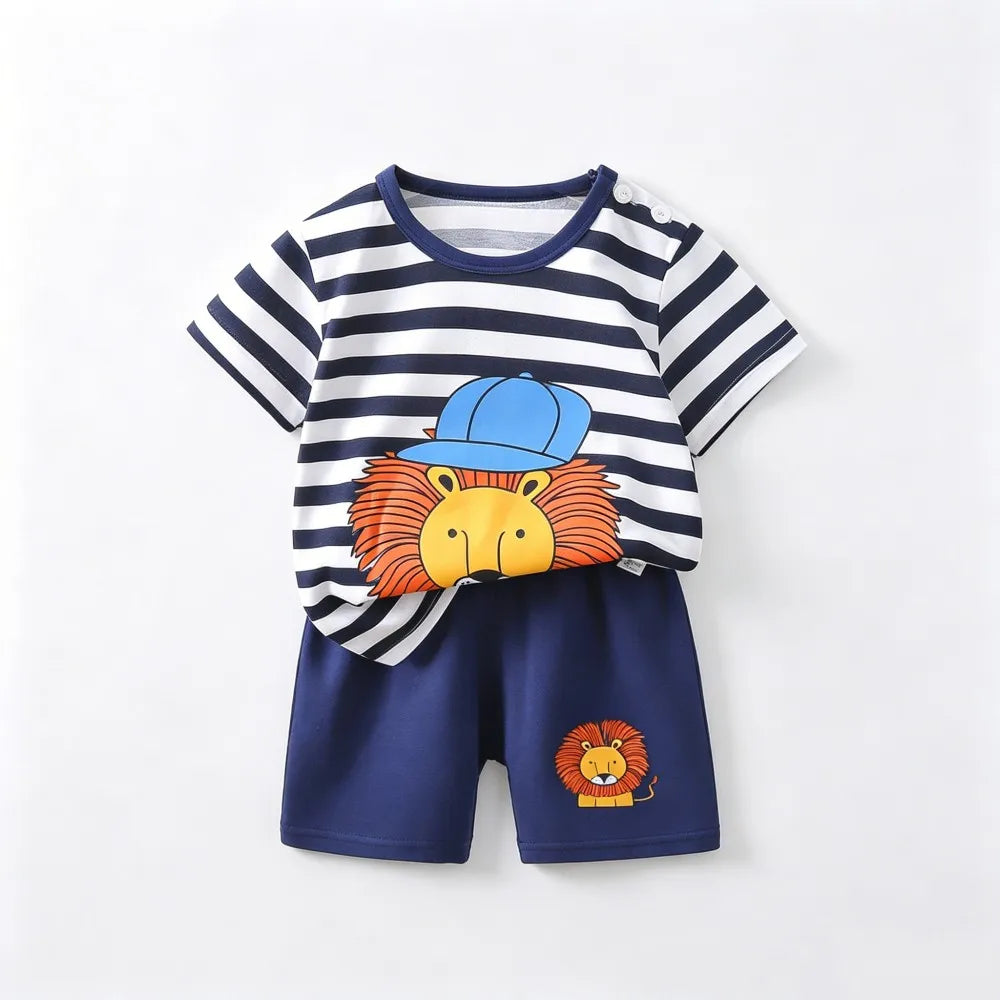 Kids Clothes Set Baby Boy/Girl T-Shirt + Shorts Summer Clothing Cotton Cartoon Casual Boys Tracksuit Children Baby Clothes Set